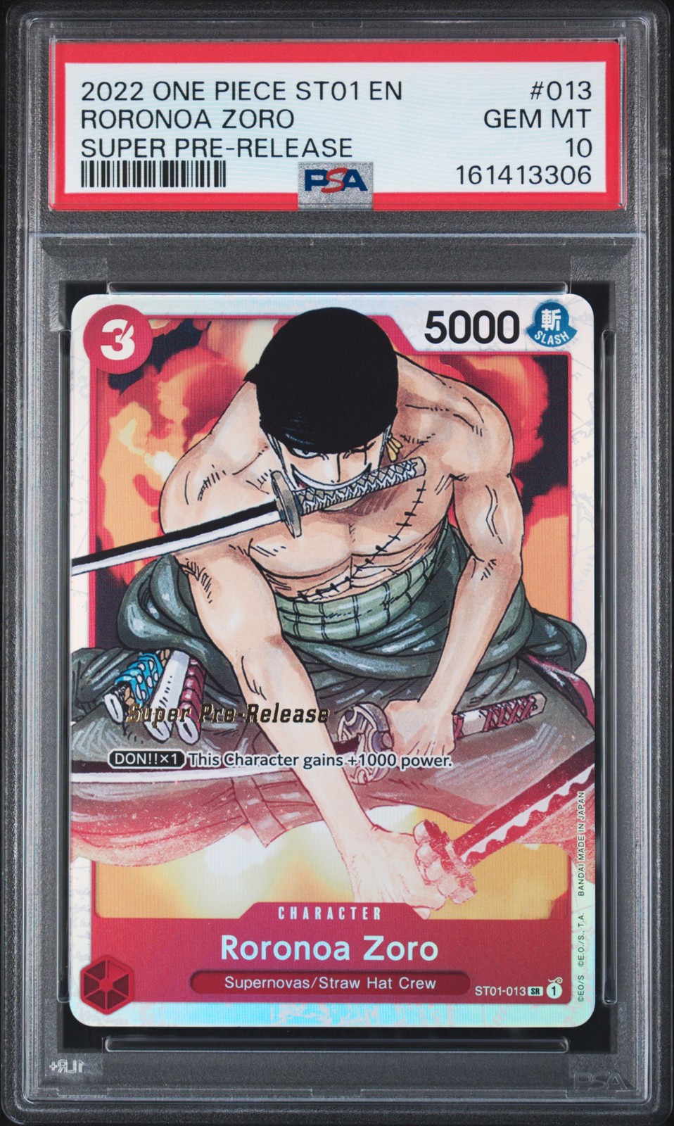 2022 ONE PIECE STARTER DECK ST01-STRAW HAT CREW #013 RORONOA ZORO PSA 10 2022 ONE PIECE STARTER DECK ST01-STRAW HAT CREW #013 RORONOA ZORO PSA 10