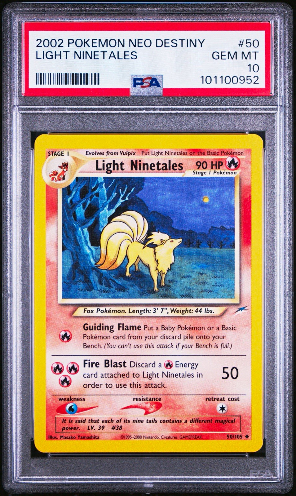Pokémon PSA 10 2002 Neo Destiny Light Ninetales 50/105 Unlimited #101100952