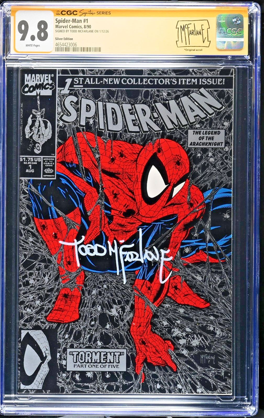 Spider-Man 1 1990 CGC SS 9.8 Signature Signed Todd McFarlane Custom Label Silver Spider-Man 1 1990 CGC SS 9.8 Signature Signed Todd McFarlane Custom Label Silver