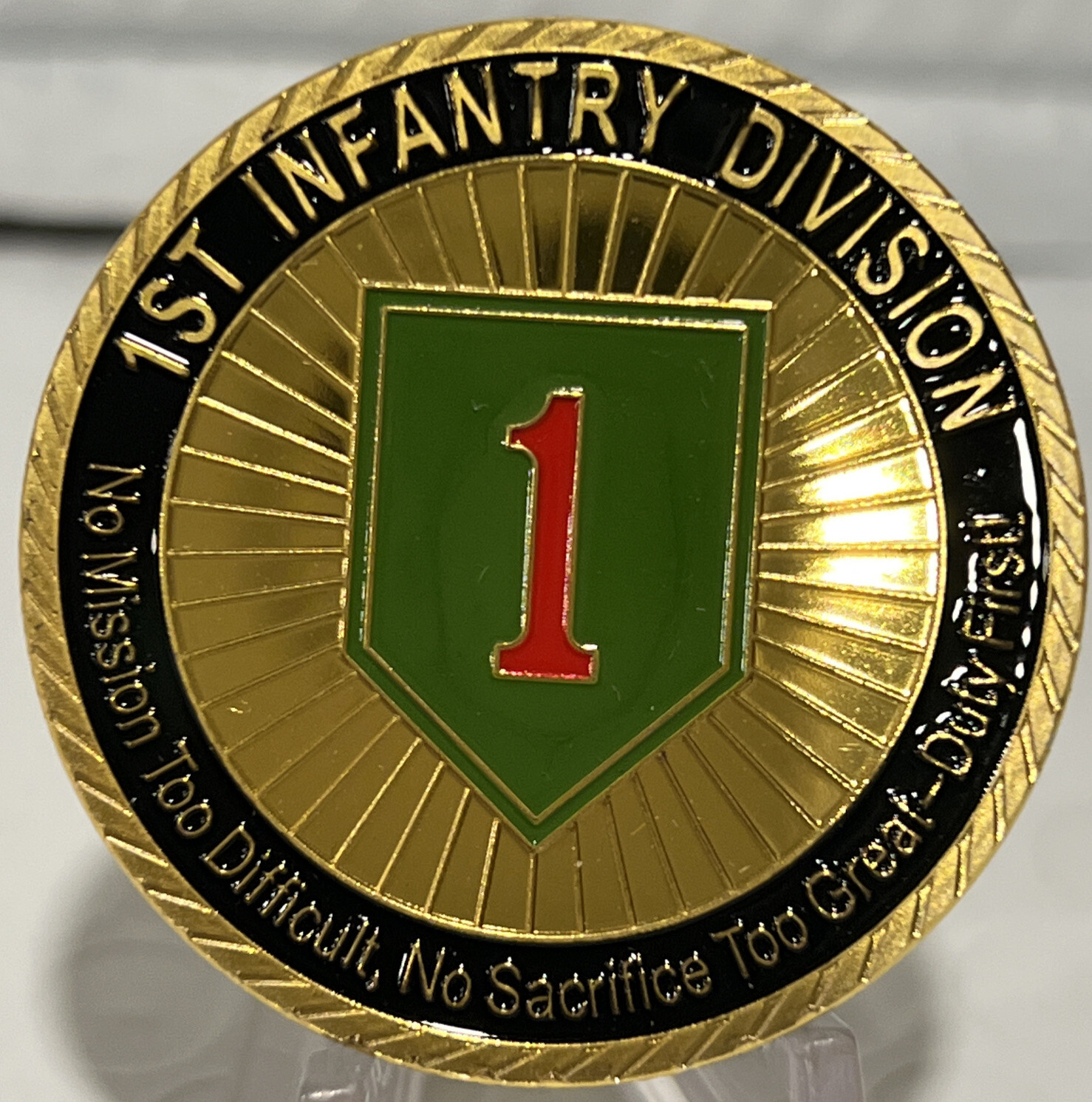 * RARE US ARMY FIRST INFANTRY DIVISION DUTY FIRST US ARMY NEW-CHALLENGE COIN * RARE US ARMY FIRST INFANTRY DIVISION DUTY FIRST US ARMY NEW-CHALLENGE COIN