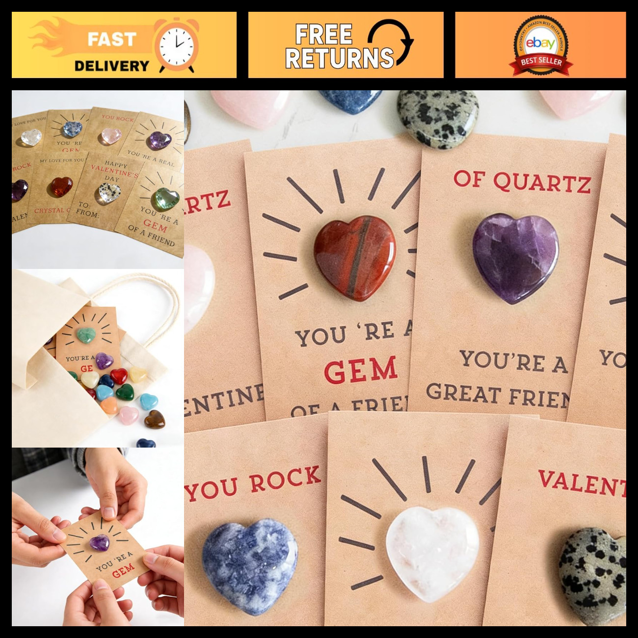 24 Pack Valentine's Cards with Heart Gems - Funny Classroom Party Favors, Gift E 24 Pack Valentine's Cards with Heart Gems - Funny Classroom Party Favors, Gift E