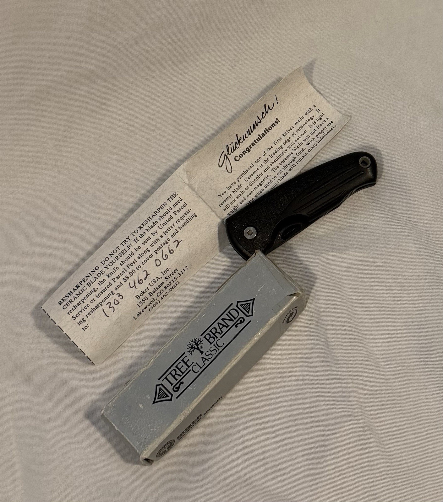 Vintage Boker Gamma 110088 Ceramic Folding Pocket Knife Black Blade - Rare NIB