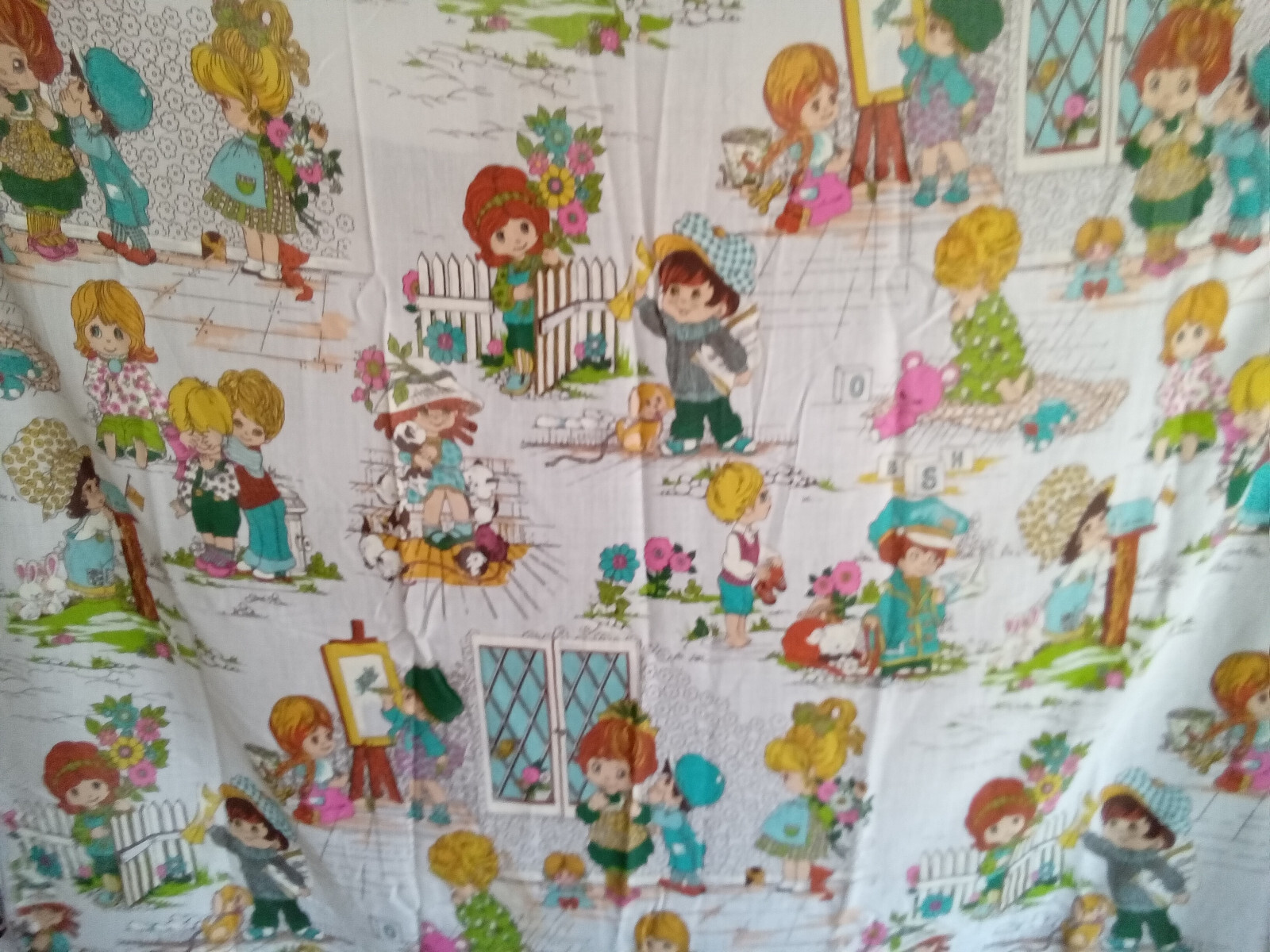 Vintage Kleinfab Fabric Big Eye Children Kids Boys Girls 3 Yds USA Novelty 1960s Vintage Kleinfab Fabric Big Eye Children Kids Boys Girls 3 Yds USA Novelty 1960s