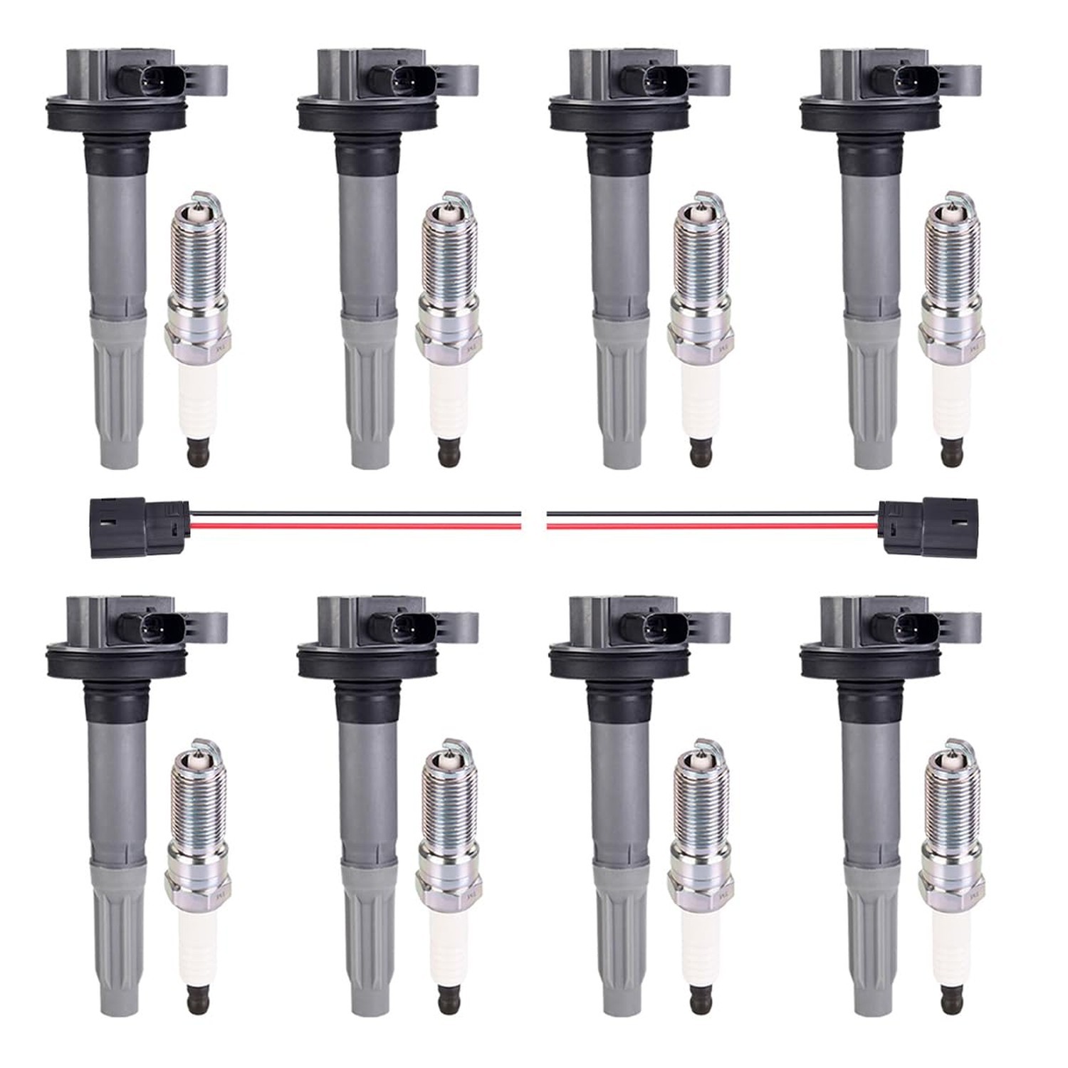 8Pcs Ignition Coil Pack Spark Plug & 2Pcs Wiring Harness for Mustang 11-15 | ...