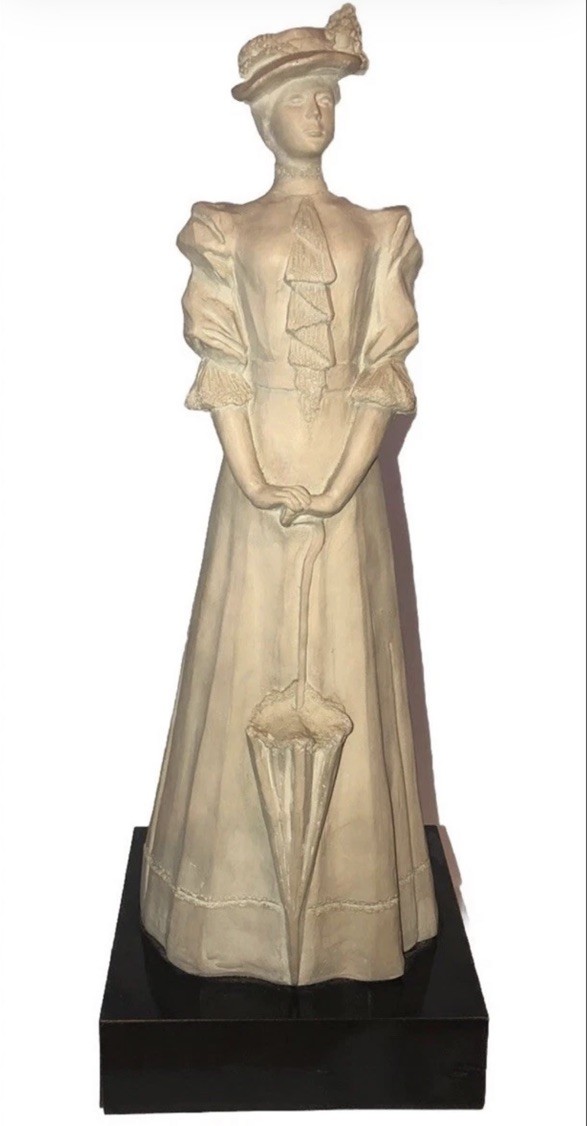 Nice Vintage 19" Victorian ￼Women w/Parasol Art Deco Figurine Sculpture Austin 