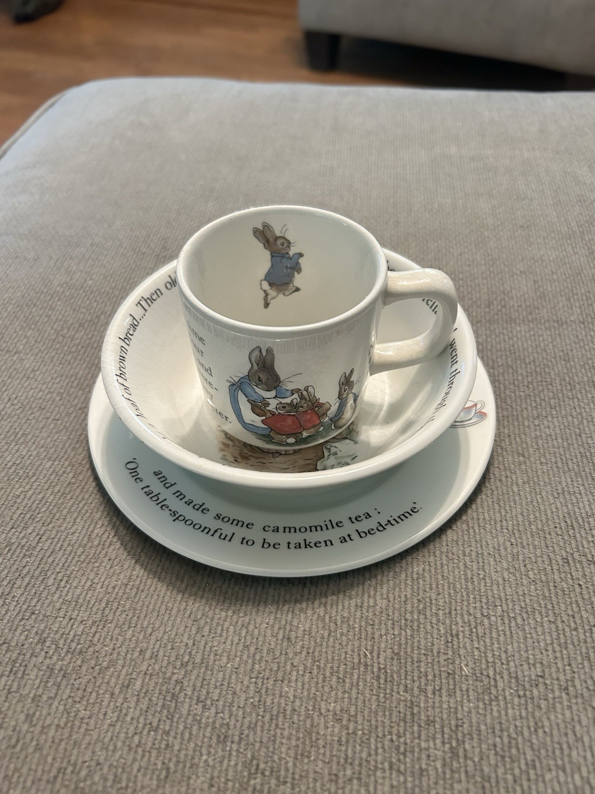 Rare VTG Wedgwood Beatrix Potter Peter Rabbit 3-Piece Nursery 3 Piece Set