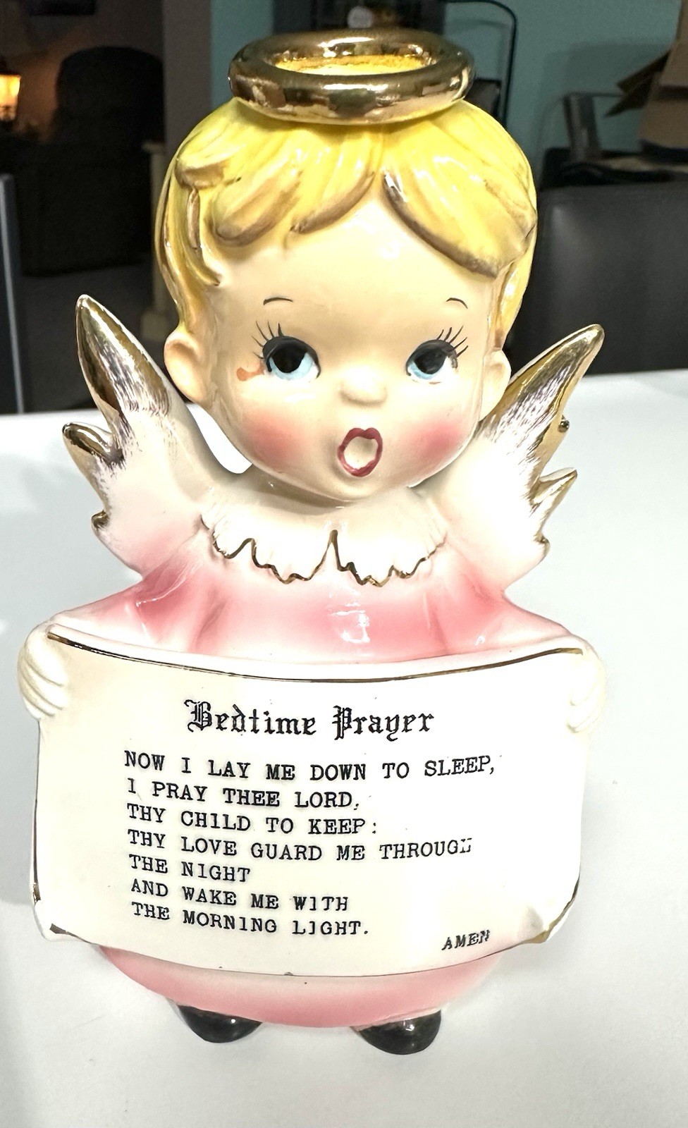 Vtg 1950s Enesco Girl Angel Ceramic Wall Plaques Bedtime Prayer #E-2824 Vtg 1950s Enesco Girl Angel Ceramic Wall Plaques Bedtime Prayer #E-2824