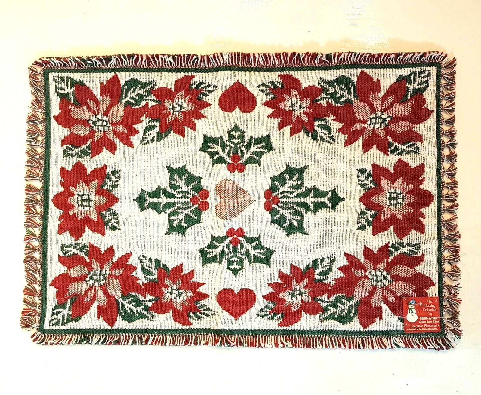 Hearth & Home Poinsettia Holly Tapestry Place Mat 12 x 20" Holiday Collection Hearth & Home Poinsettia Holly Tapestry Place Mat 12 x 20" Holiday Collection