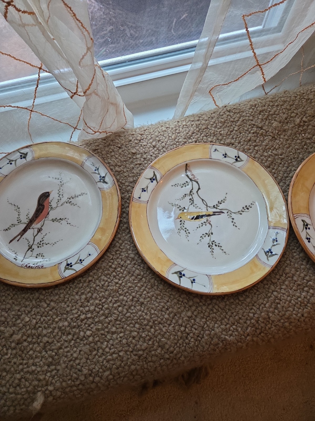 Vintage Charlotte Fenberg Hand Painted Humble Mill Plates From Seagrove NC Vintage Charlotte Fenberg Hand Painted Humble Mill Plates From Seagrove NC