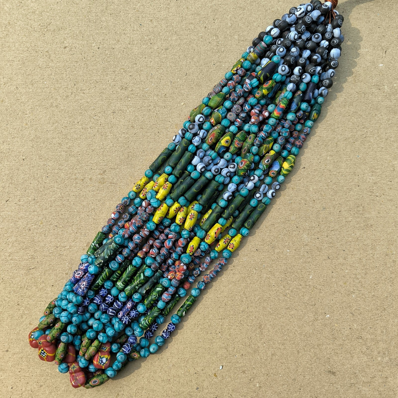 Vintage Old Handmade African Venetian Mosaic Millefiori Trade Glass Beads III