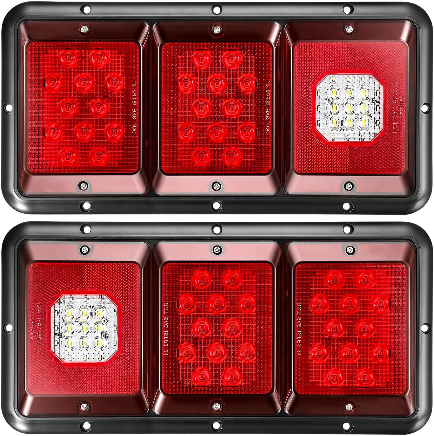 2Pcs LED Triple Tail Lights 45 Leds, Rectangle Vertical or Horizontal Mount LED 2Pcs LED Triple Tail Lights 45 Leds, Rectangle Vertical or Horizontal Mount LED