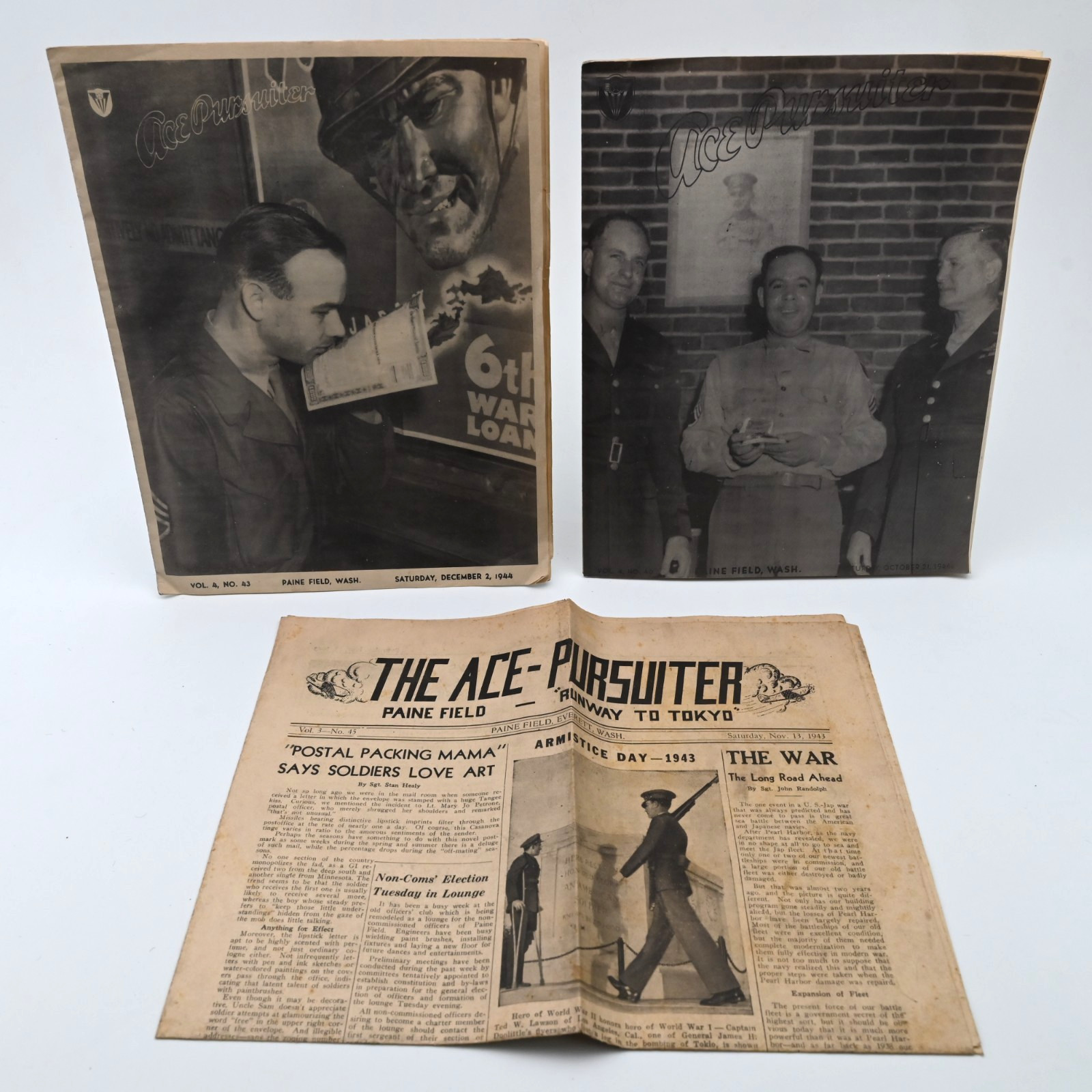 WWII Ace Pursuiter Paine Field Everett WA USAAF Newspapers 1943-44 Lot of 3 WWII Ace Pursuiter Paine Field Everett WA USAAF Newspapers 1943-44 Lot of 3