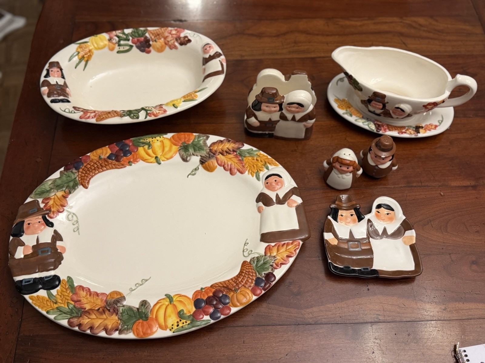 Vintage Publix The Pilgrim Pair Thanksgiving Ceramic 6-Piece Serving Set Vintage Publix The Pilgrim Pair Thanksgiving Ceramic 6-Piece Serving Set