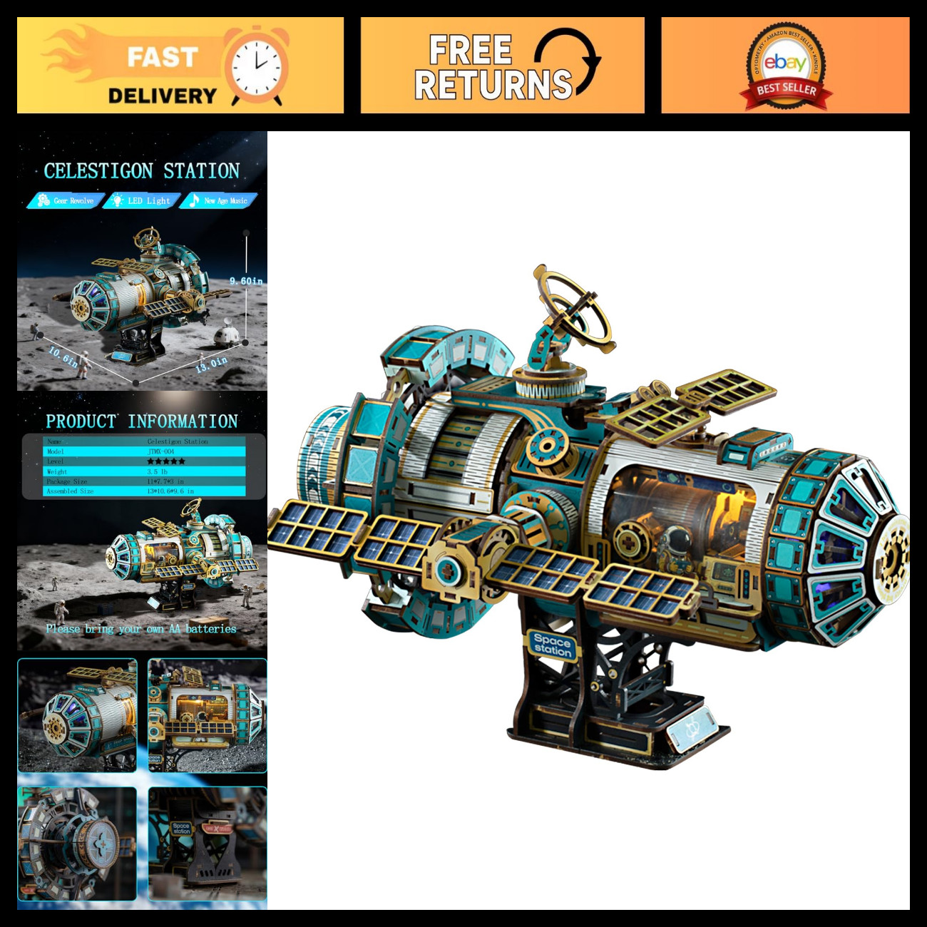 3D Wooden Puzzles for Adults Space Station DIY Model Kit 3D Wooden Puzzles for Adults Space Station DIY Model Kit