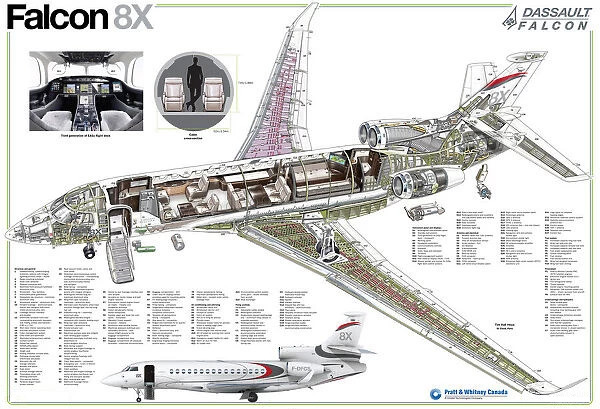 Dassault Falcon 8X cutaway poster 24in x 36in Dassault Falcon 8X cutaway poster 24in x 36in