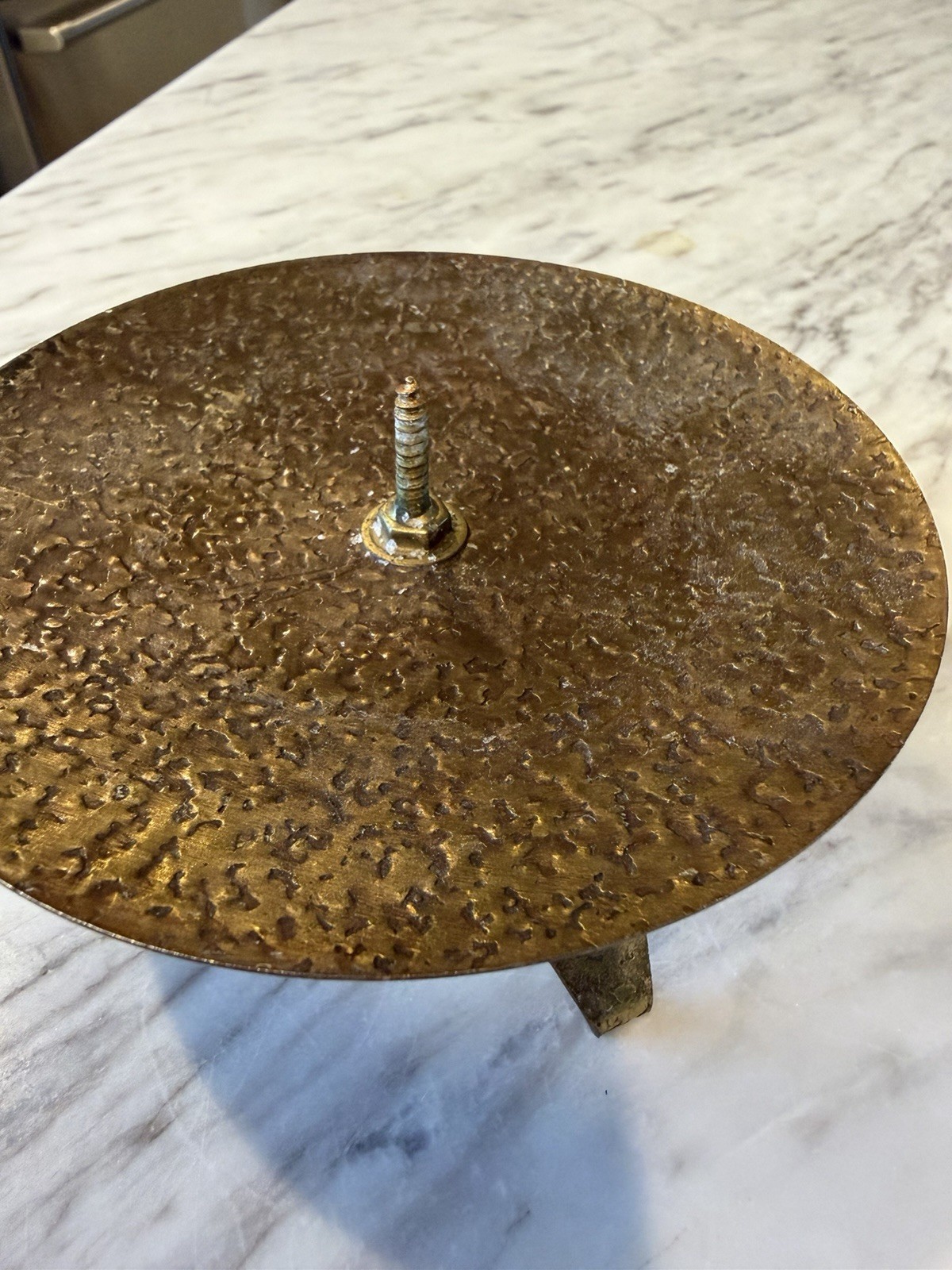 Vintage Vogue MCM Hammered Brass Candle Holder Tripod Atomic Decor 4.5” Vintage Vogue MCM Hammered Brass Candle Holder Tripod Atomic Decor 4.5”