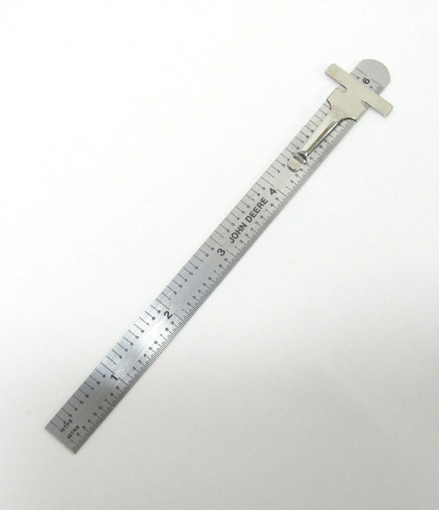 VTG John Deere 6" Pocket Rule Depth Gauge Metric SAE Metal Ruler Machinist Tool VTG John Deere 6" Pocket Rule Depth Gauge Metric SAE Metal Ruler Machinist Tool