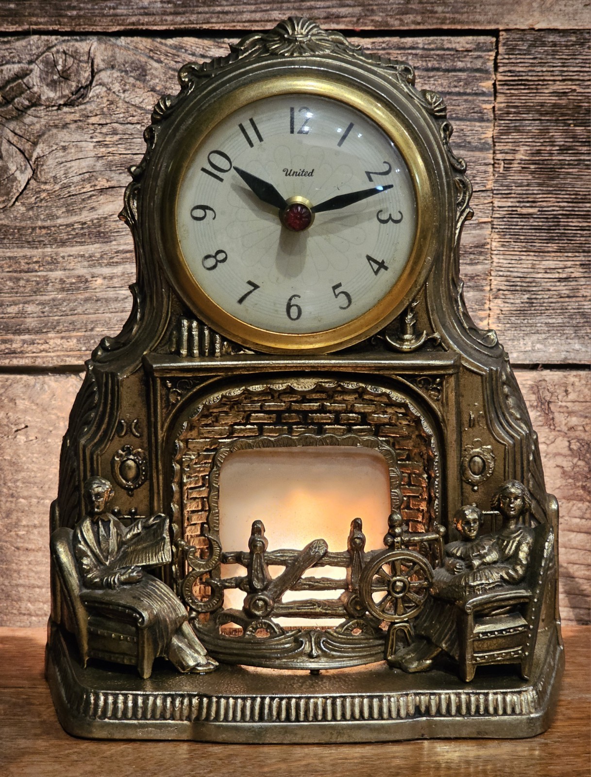 VTG 1960s United Clock Corp. Fireplace Mantle Desk Counter Top Electric Clock VTG 1960s United Clock Corp. Fireplace Mantle Desk Counter Top Electric Clock