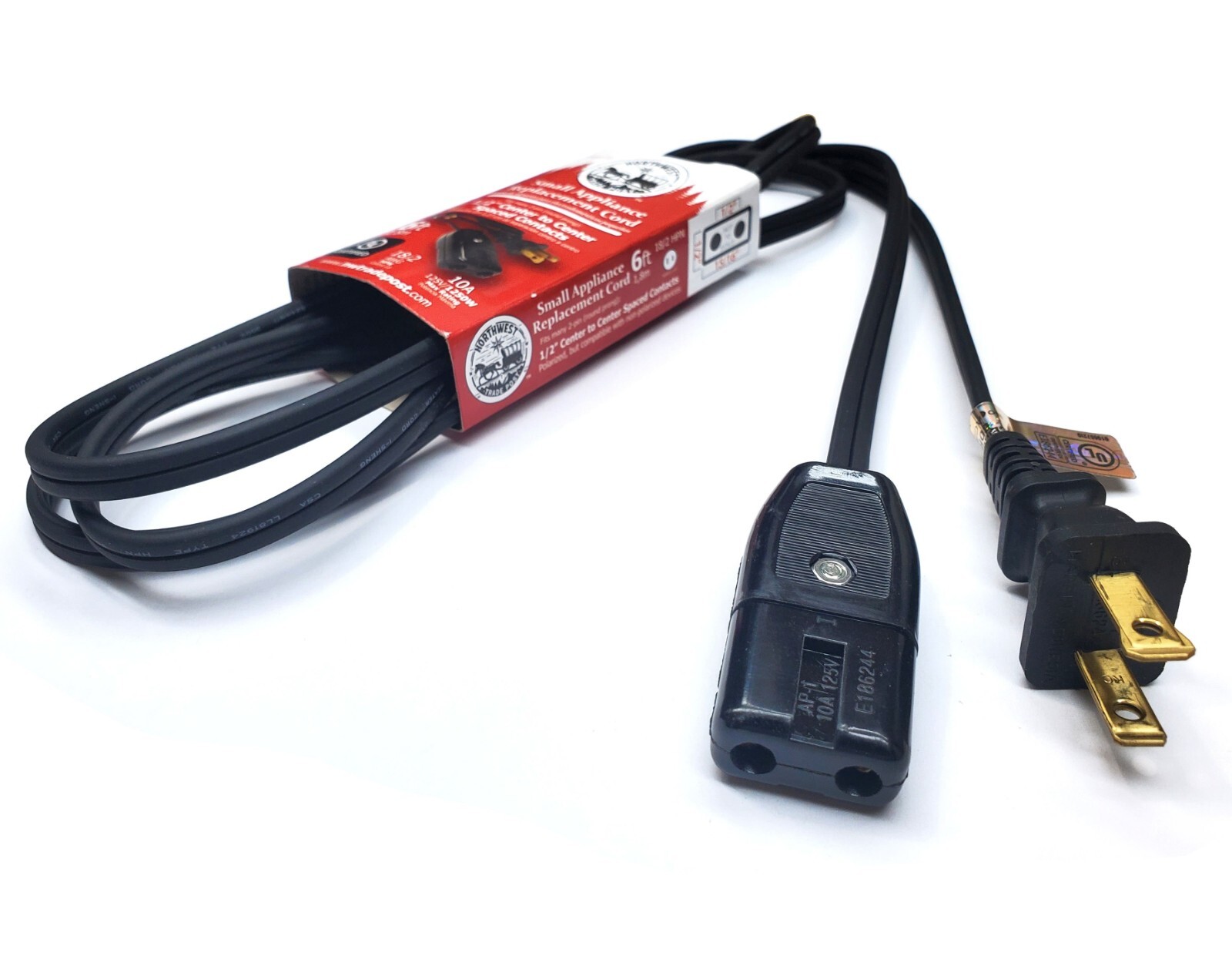 Replacement 6ft Power Cord for Vintage Small Appliance - 2 Round Pin 1/2" Spaced Replacement 6ft Power Cord for Vintage Small Appliance - 2 Round Pin 1/2" Spaced
