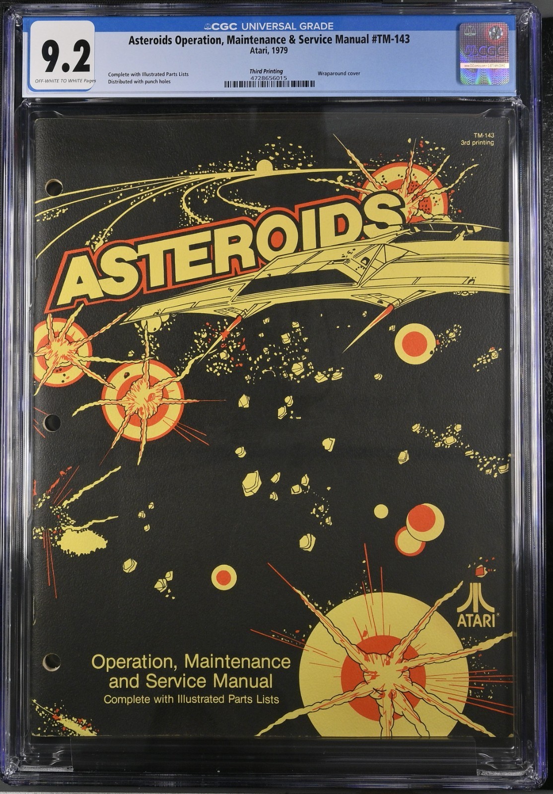 Asteroids Arcade Manual 1979 CGC 9.2 Pop 1 None Higher 3rd Printing Atari Asteroids Arcade Manual 1979 CGC 9.2 Pop 1 None Higher 3rd Printing Atari