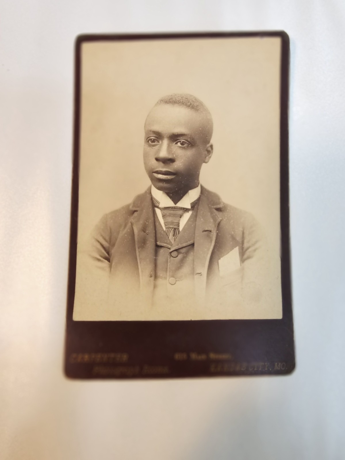 Serious Young African American With Opened Envelope In His Pocket. Jan. 1889 Serious Young African American With Opened Envelope In His Pocket. Jan. 1889
