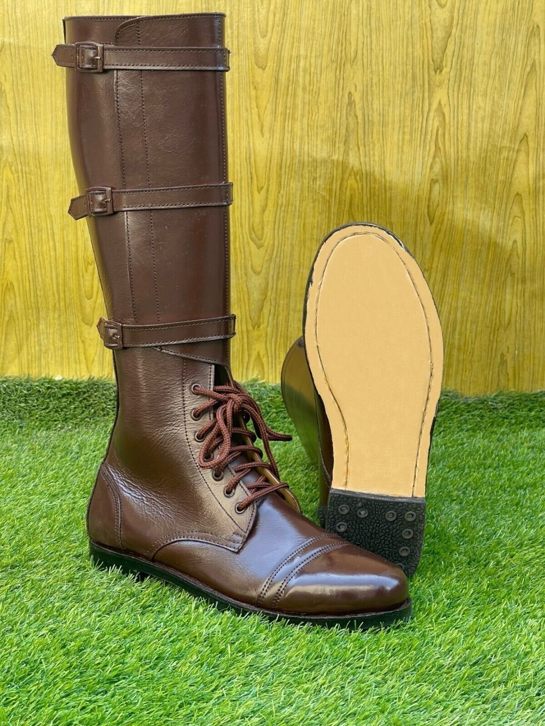 US M40 CAVALRY 3 BUCKLE BROWN LEATHER BOOTS OFFICER RIDING BOOTS - All Sizes US M40 CAVALRY 3 BUCKLE BROWN LEATHER BOOTS OFFICER RIDING BOOTS - All Sizes