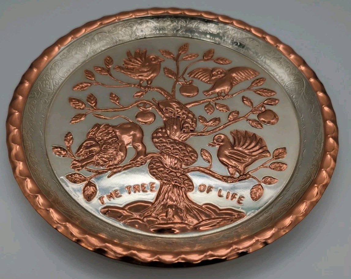 Vintage David Miro Israel Silver Copper Tree of Life Wall Hanging Plaque Plate Vintage David Miro Israel Silver Copper Tree of Life Wall Hanging Plaque Plate