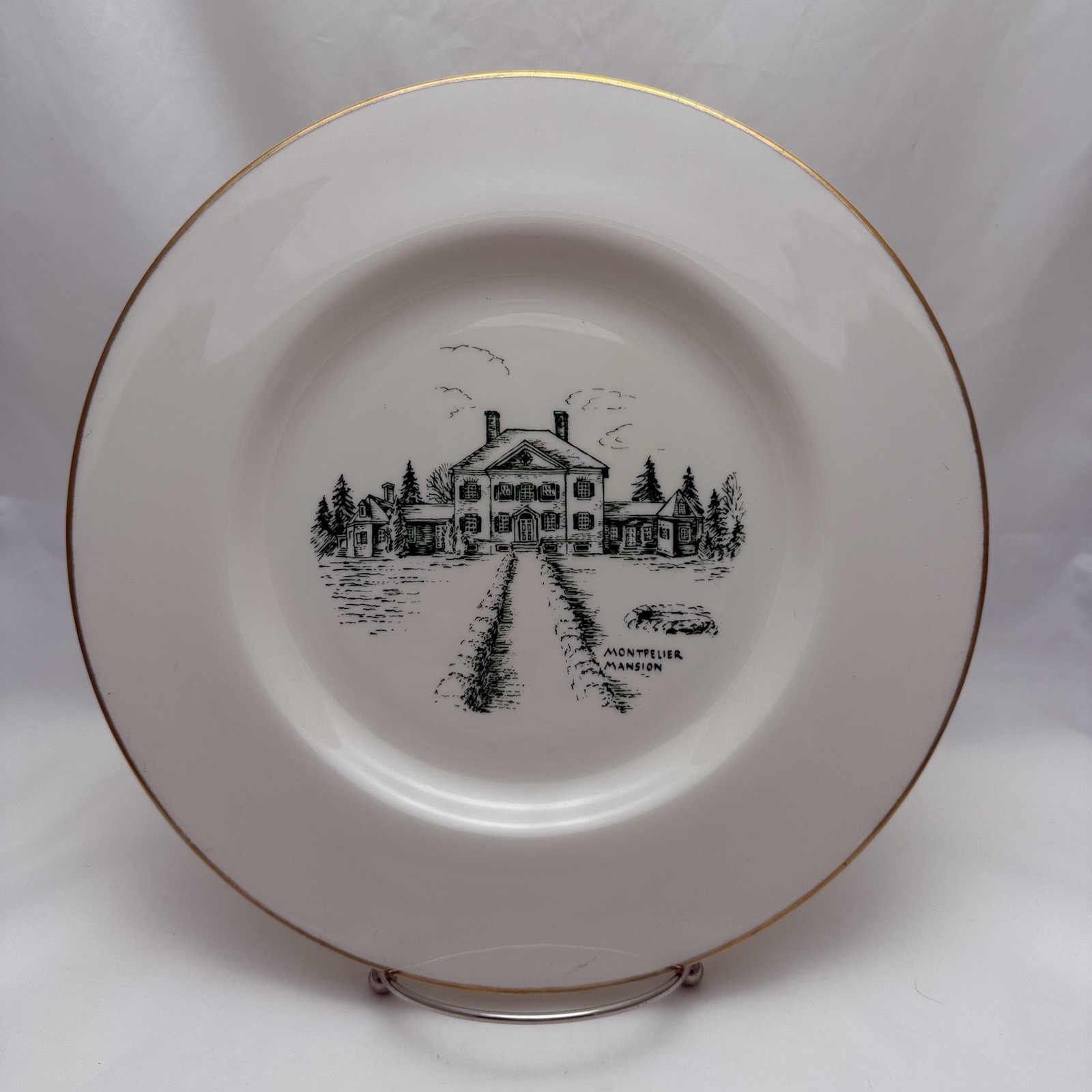 VTG 1976 Bicentennial Commemorative Plate Gold Rim Montpelier Mansion