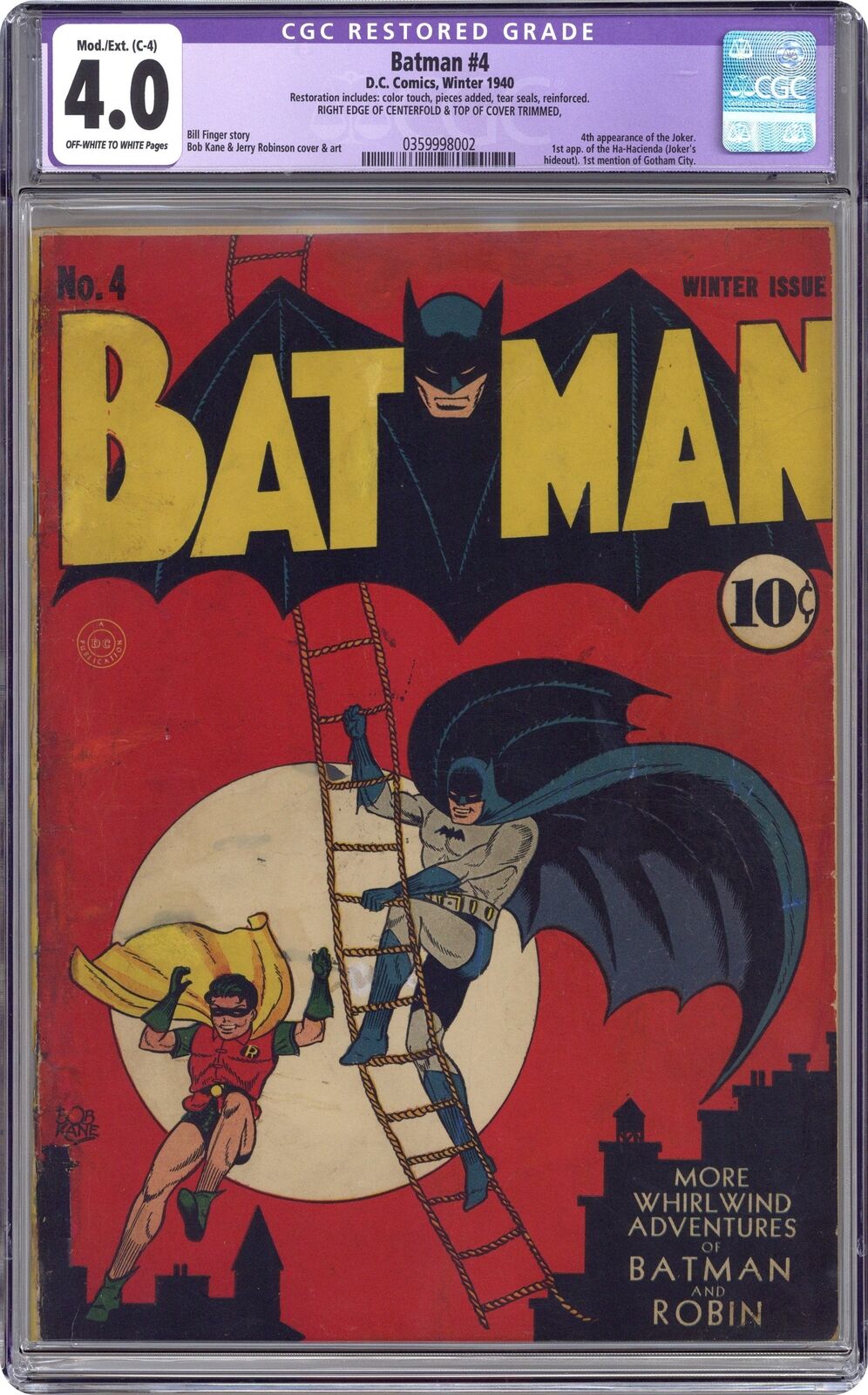 Batman #4 CGC 4.0 RESTORED 1941 0359998002