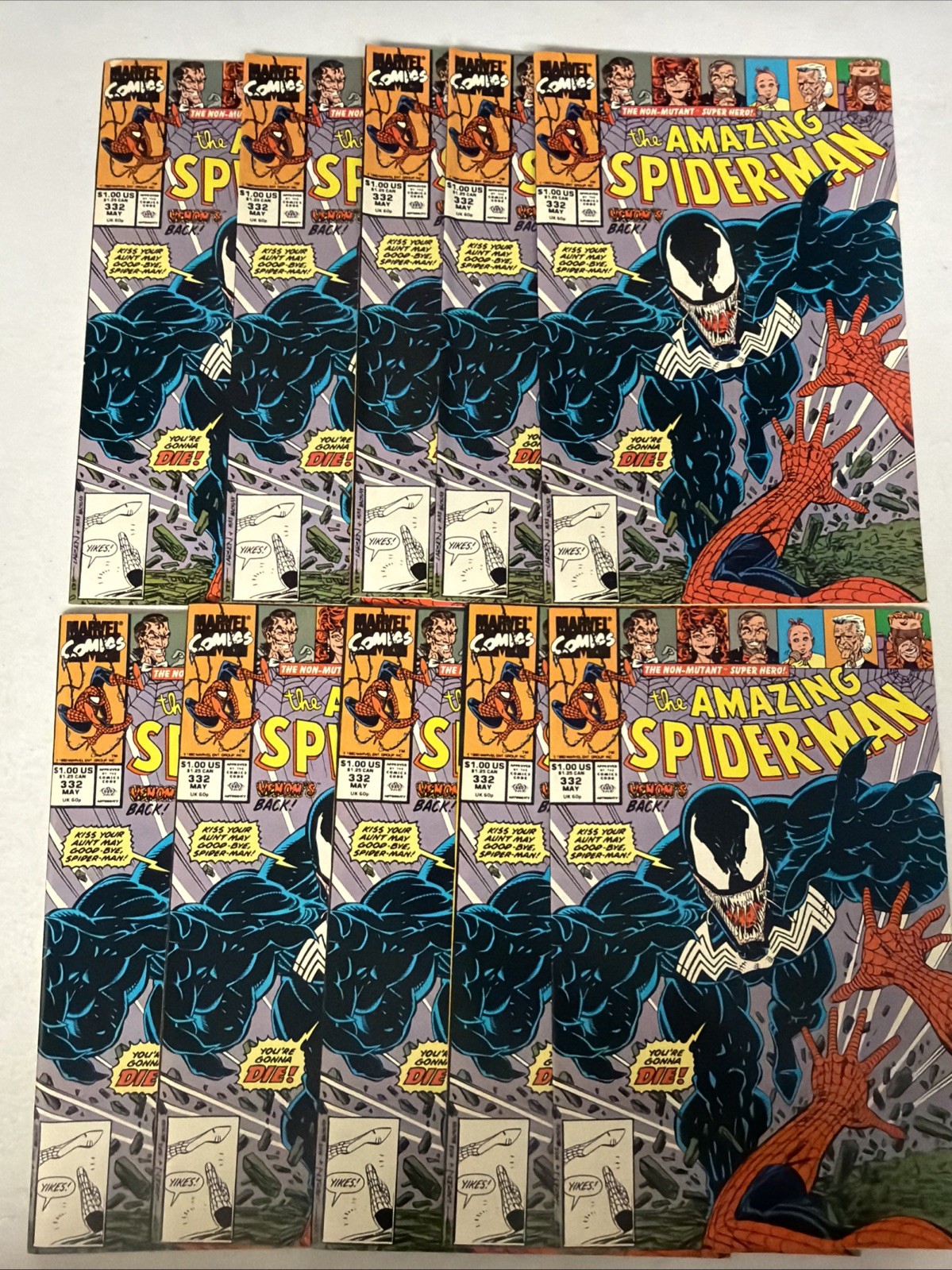 Amazing Spider-Man #332 x10 Copies 1992 Early Venom Marvel 1st Print *Q4 Amazing Spider-Man #332 x10 Copies 1992 Early Venom Marvel 1st Print *Q4