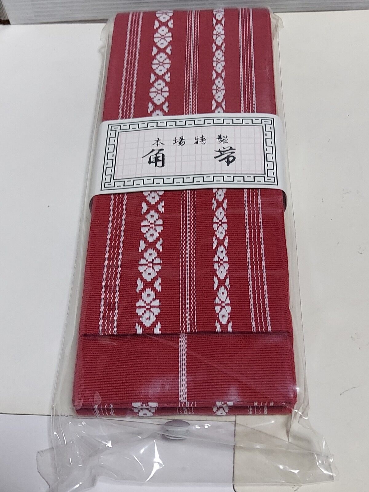 Japanese Men\'s Traditional KAKU OBI Cotton 100% Red with Manual 9.5× 390cm NEW