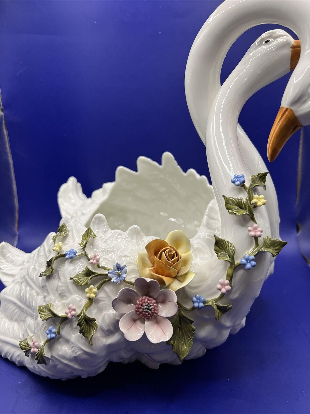  Vintage Porcelain Two Swans Intertwined made in Italy