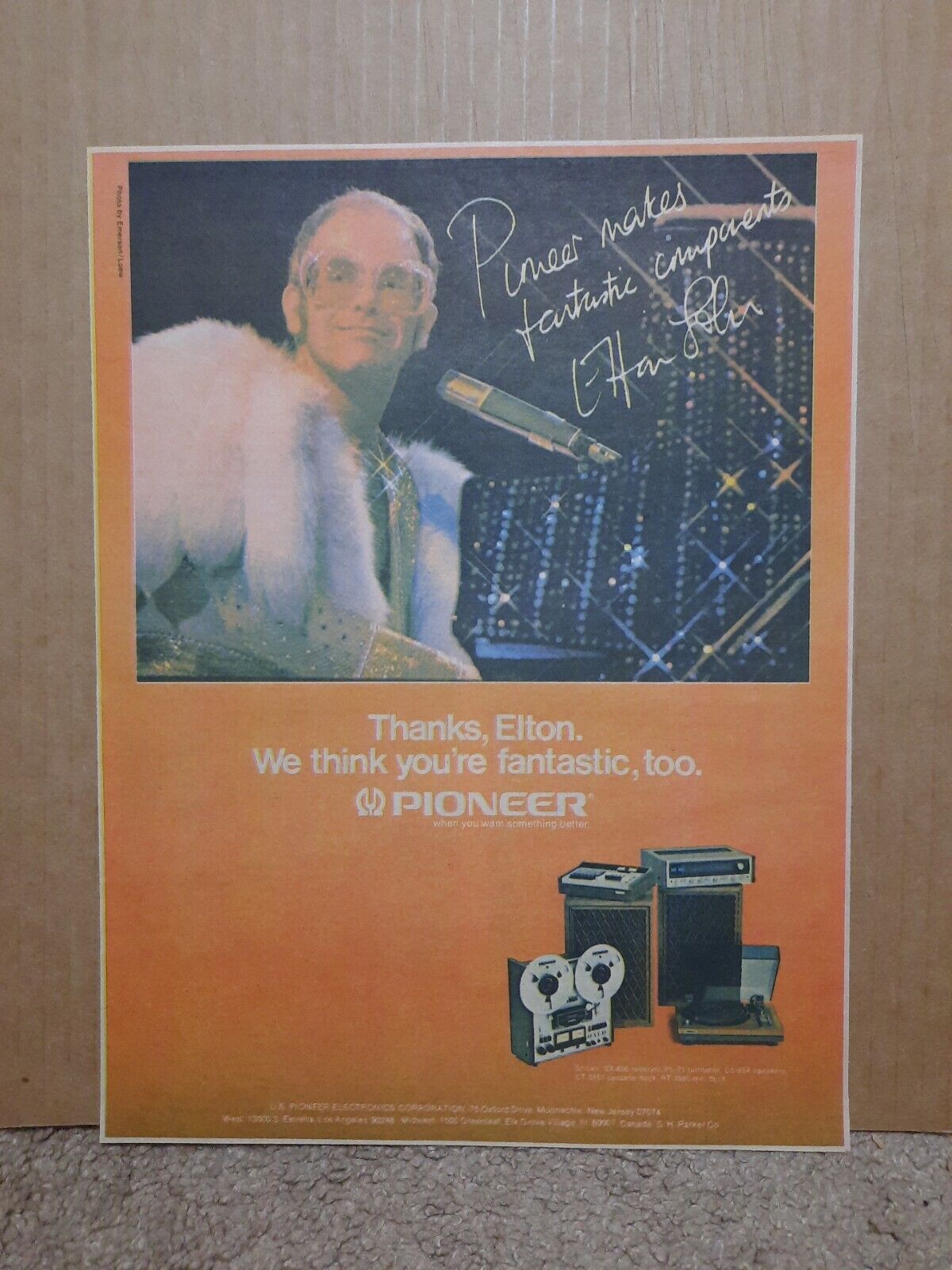 1976 Elton John Pioneer Radio Speaker Newspaper Ad
