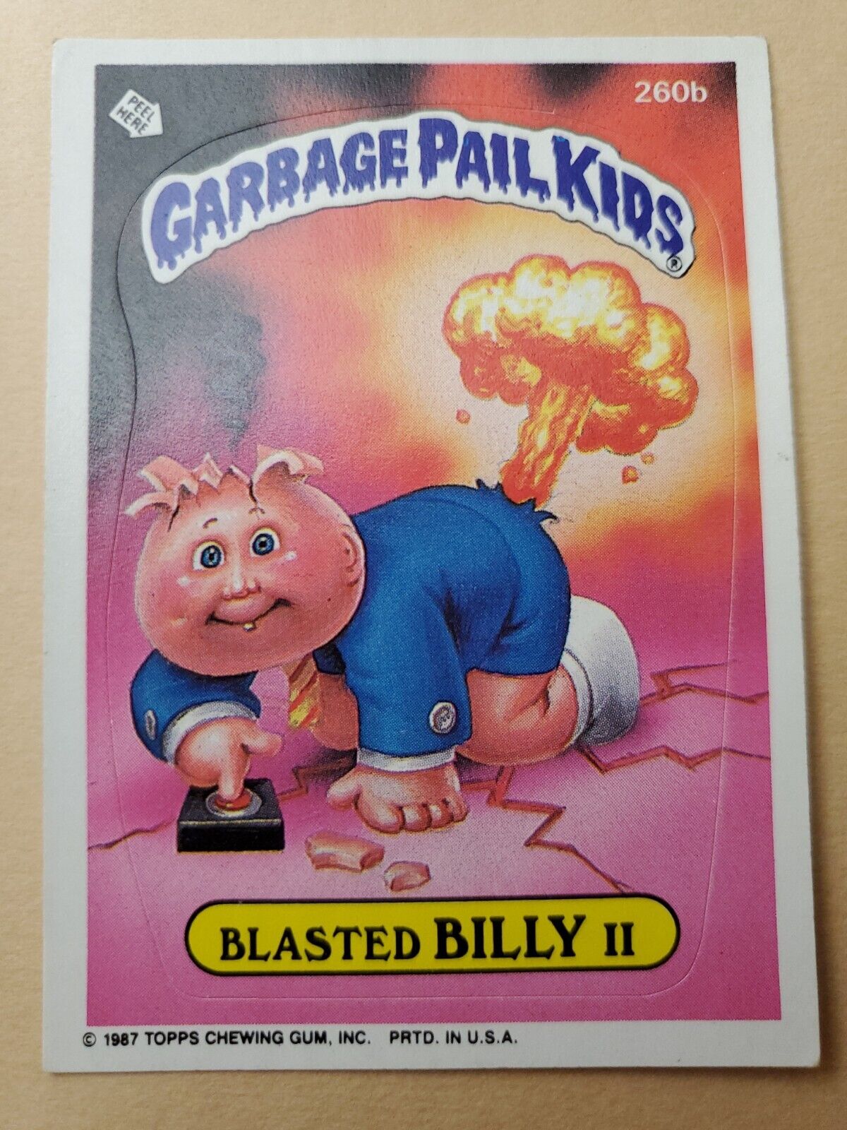1987 Topps OS7 Garbage Pail Kids 260b BLASTED BILLY II Card PURPLE HEADER ERROR