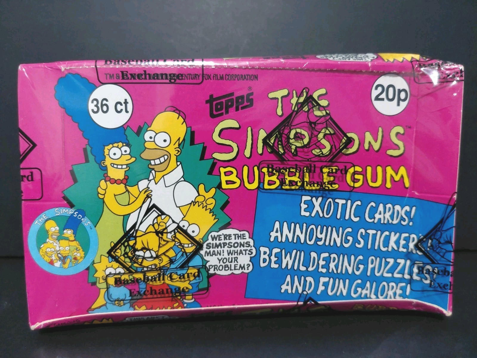 1990 Topps Simpsons BBCE Full 36 Pack Box UK Ireland Rare Bartman 1990 Topps Simpsons BBCE Full 36 Pack Box UK Ireland Rare Bartman