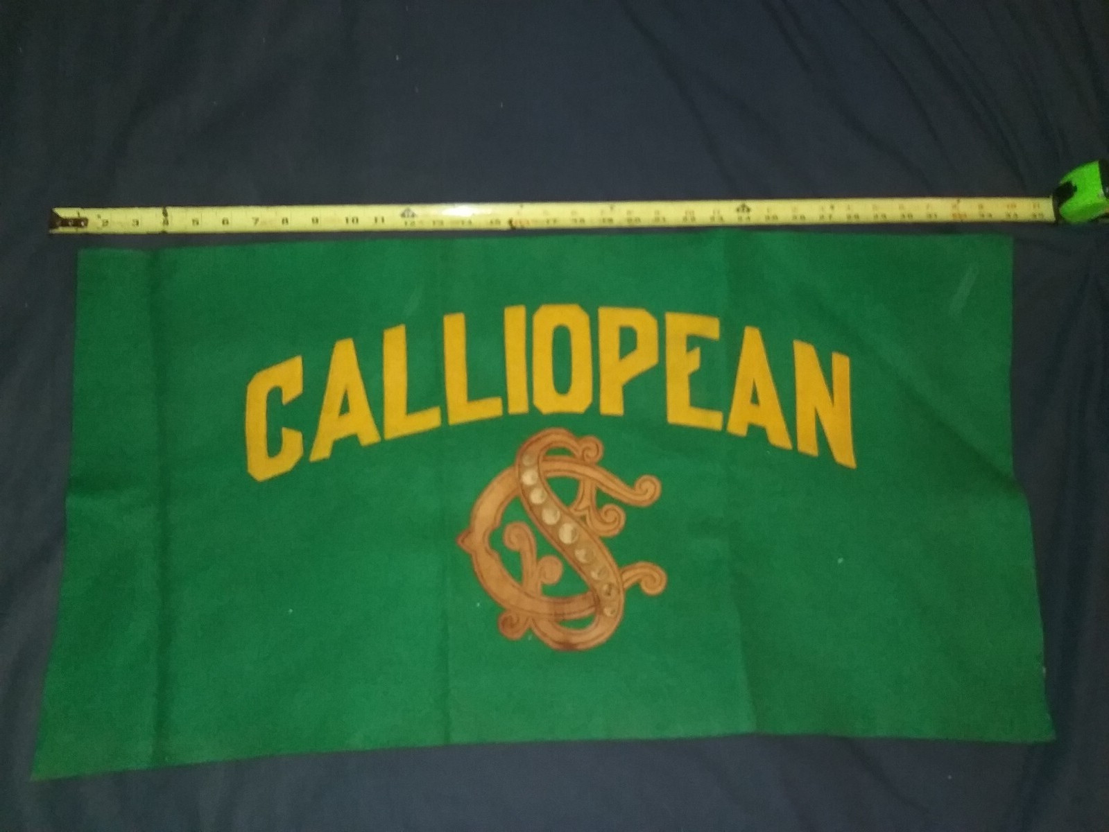 Vintage Yale University Calliopean Senior Honorary Society Wool Leather Banner Vintage Yale University Calliopean Senior Honorary Society Wool Leather Banner