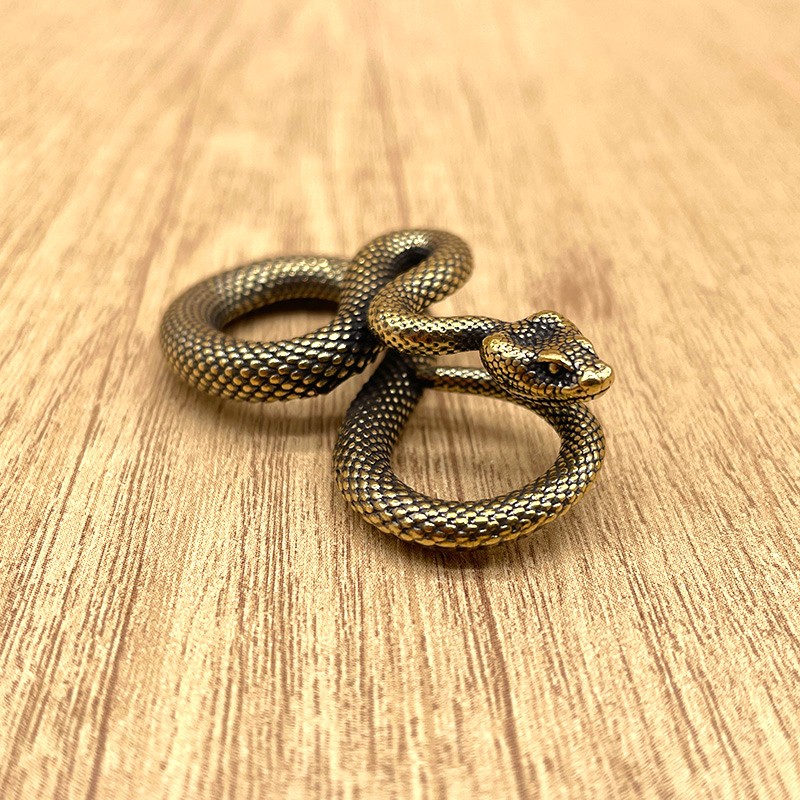 Vintage Coiled Snake Keychain Brass Serpent Key Holder EDC Pocket Collectible Vintage Coiled Snake Keychain Brass Serpent Key Holder EDC Pocket Collectible