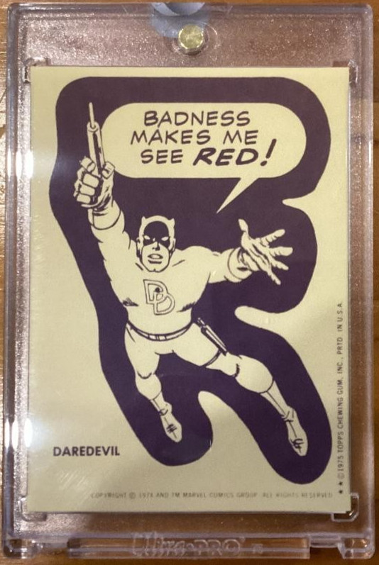 SUPER RARE 1975-76 Topps Marvel DAREDEVIL 1/1 PROOF Topps Vault SUPER RARE 1975-76 Topps Marvel DAREDEVIL 1/1 PROOF Topps Vault