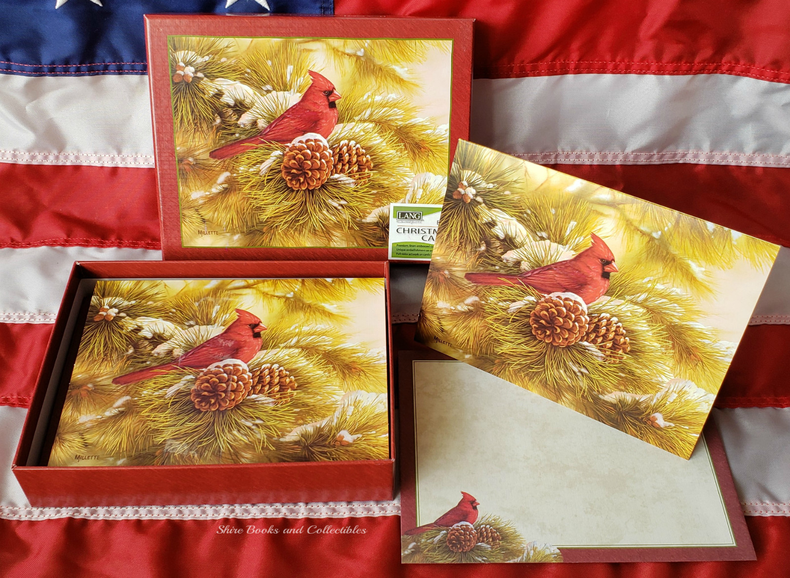 NEW Box Christmas Tree Cardinal 18 Cards & 19 Env December Dawn R Millette Lang