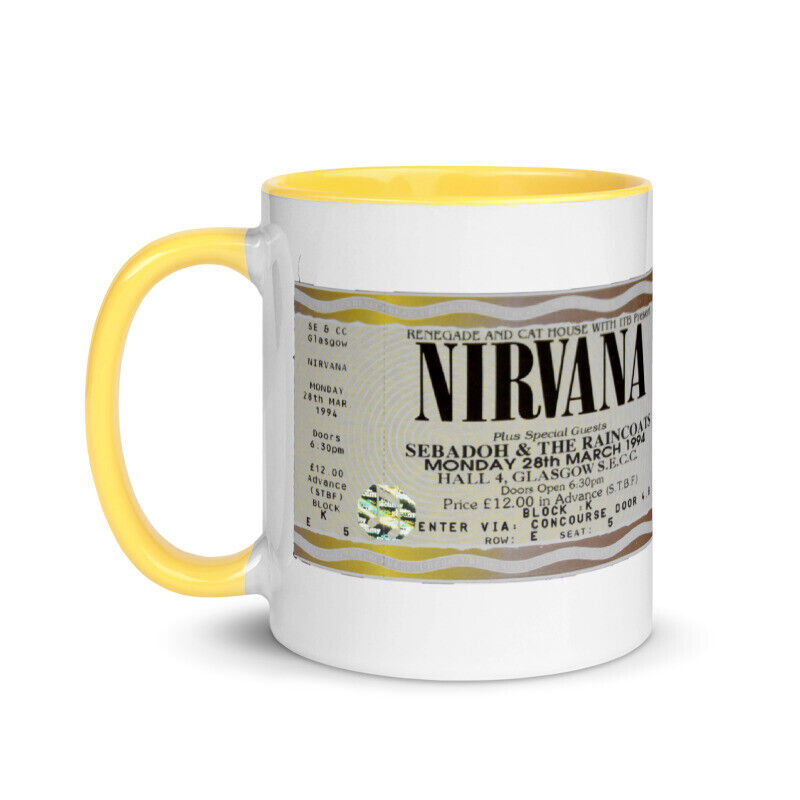 Nirvana 1994 Cancelled Concert Ticket Coffee Tea Mug Grunge Pearl Jam Soundgarde