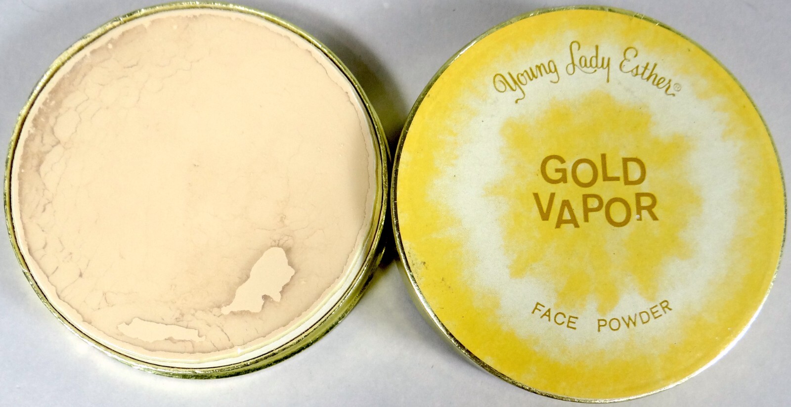 Vintage MakeUp Young Lady Esther Gold Vapor Face Powder 1950s 1.06 oz New Sealed Vintage MakeUp Young Lady Esther Gold Vapor Face Powder 1950s 1.06 oz New Sealed