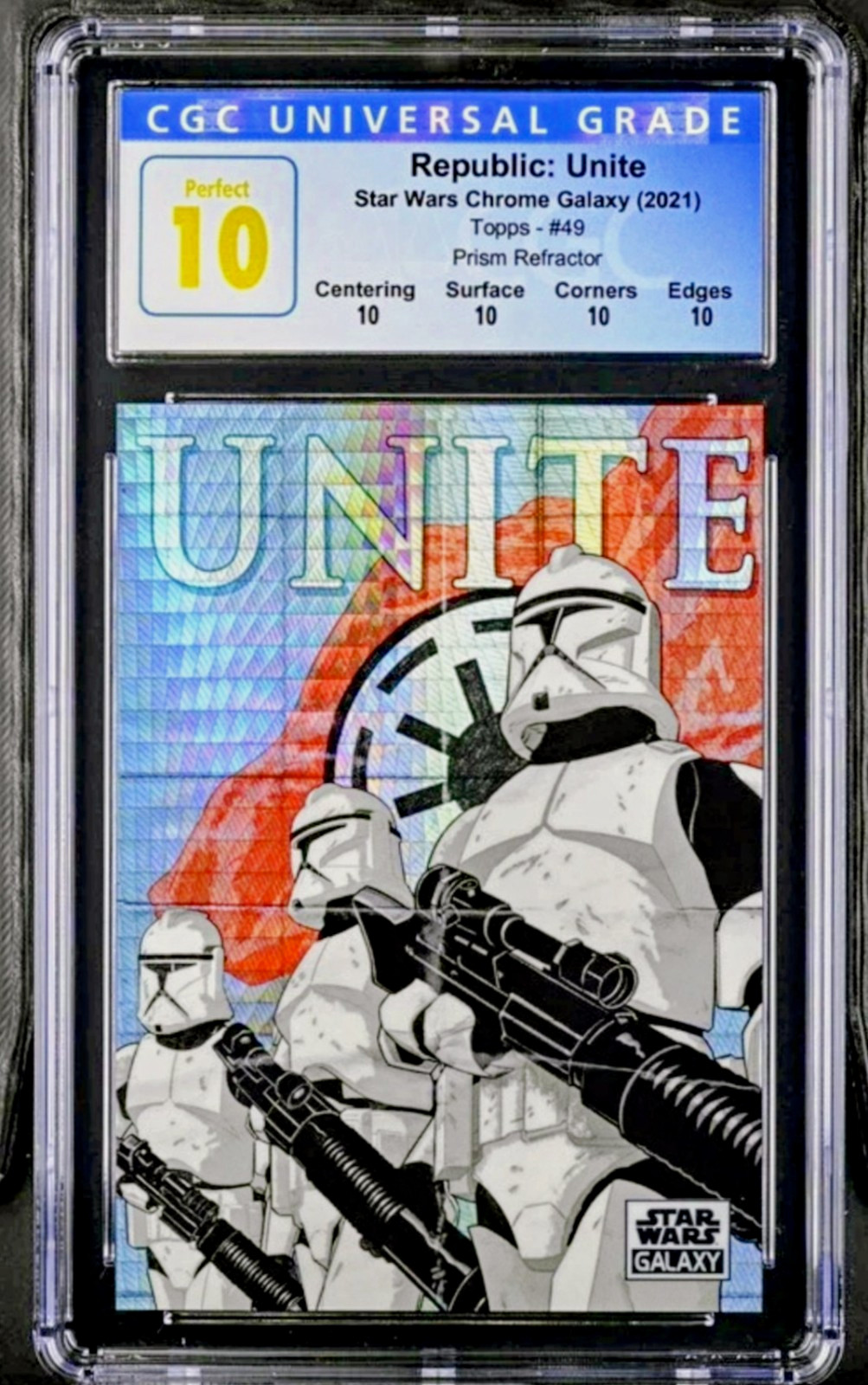 2021 Topps Chrome Star Wars Galaxy CGC PERFECT 10 Clone Trooper Prism Ref /75