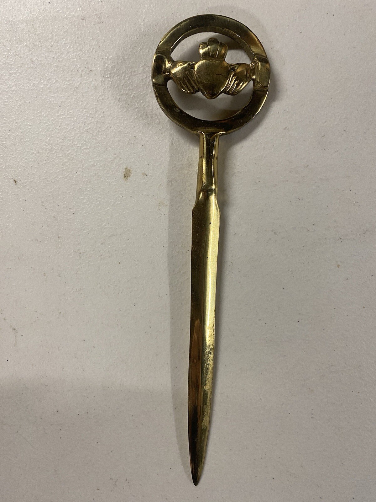 Exclusively Irish Claddagh Brass Letter Opener - Polished brass 9” Long
