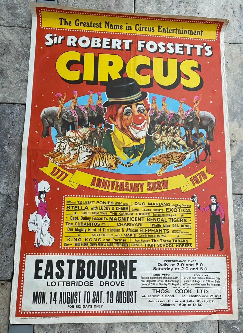 Authentic 1978 ROBERT FOSSETT'S CIRCUS EASTBOURNE UK POSTER 20" X 30" Authentic 1978 ROBERT FOSSETT'S CIRCUS EASTBOURNE UK POSTER 20" X 30"