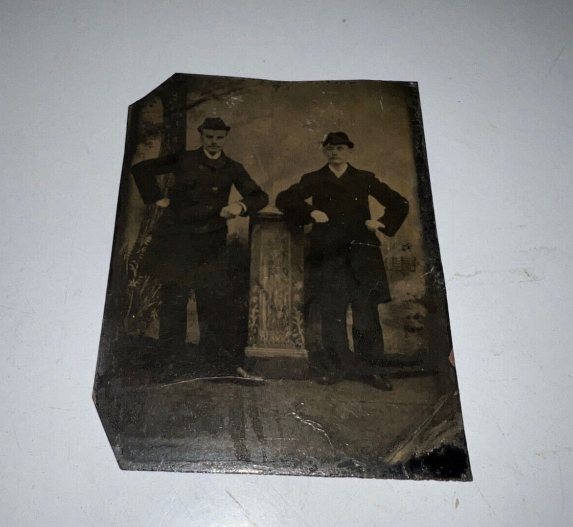Antique Tintype Photo Two Men Hands on Hips Civil War