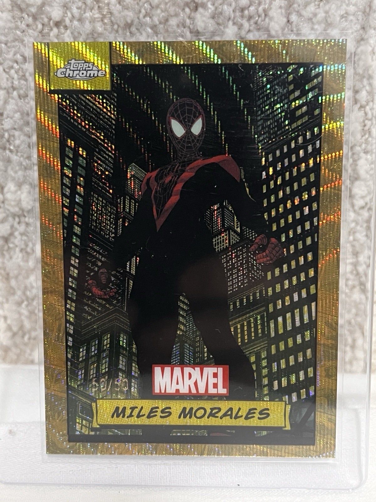 2024 Topps Chrome Marvel #81 Miles Morales - Gold Wave Refractor 50/50 last one 