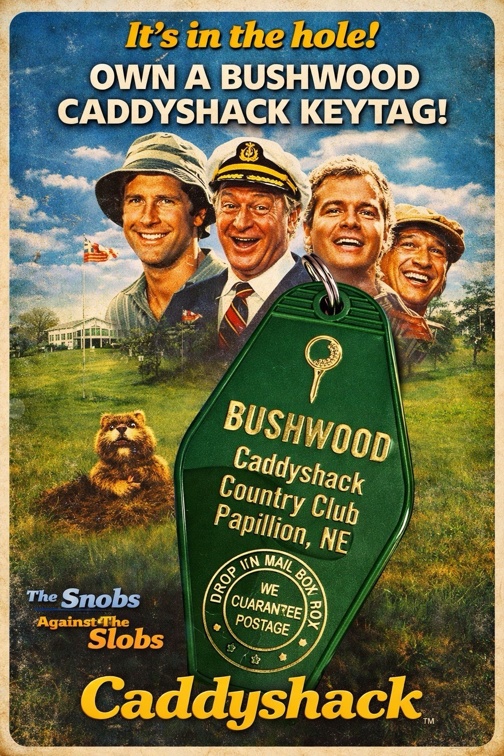 CADDYSHACK inspired BUSHWOOD Country Club Keytag.