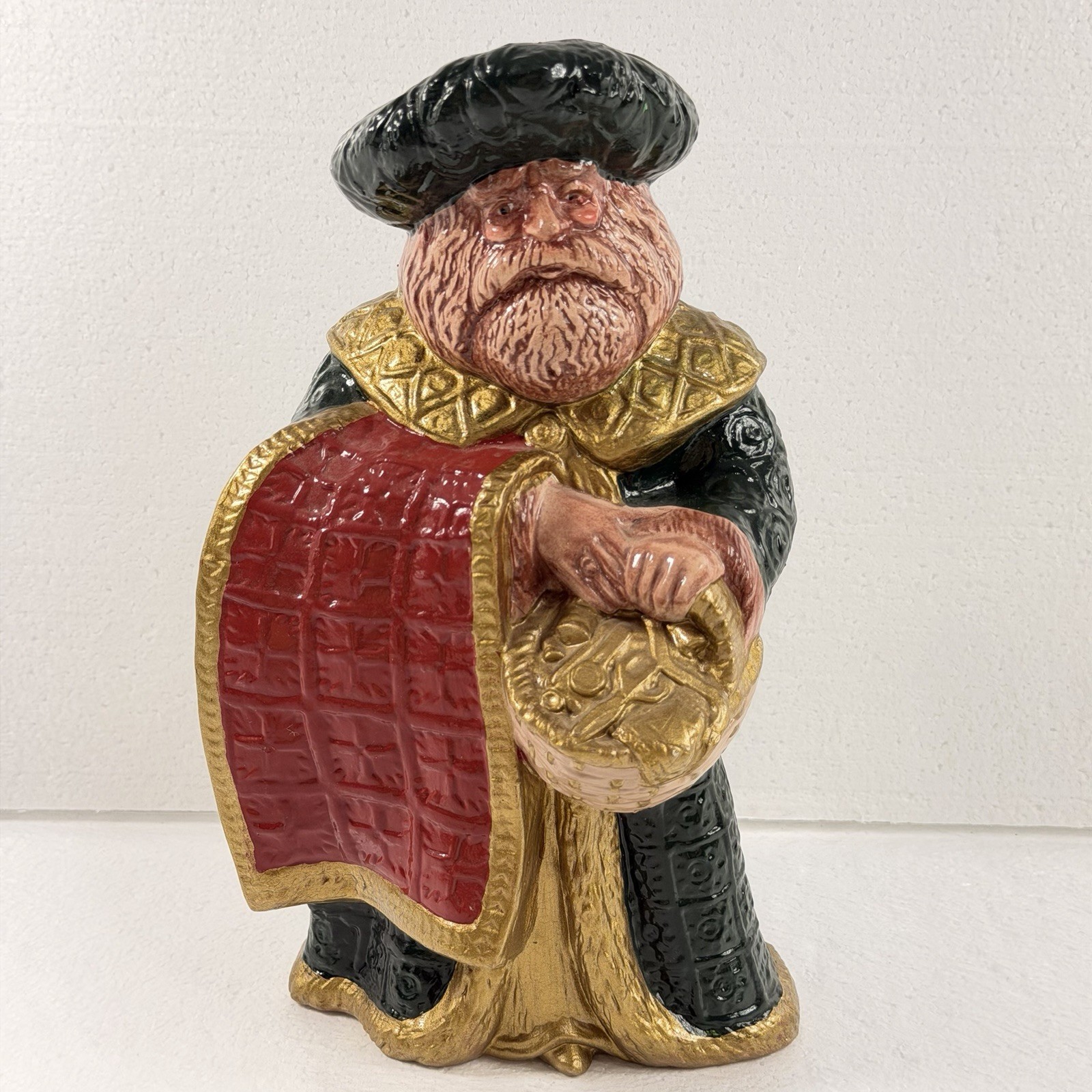 Vintage 1994 Leonardo Collection Santa Claus Figurine Ceramic Quilt Basket EUC Vintage 1994 Leonardo Collection Santa Claus Figurine Ceramic Quilt Basket EUC