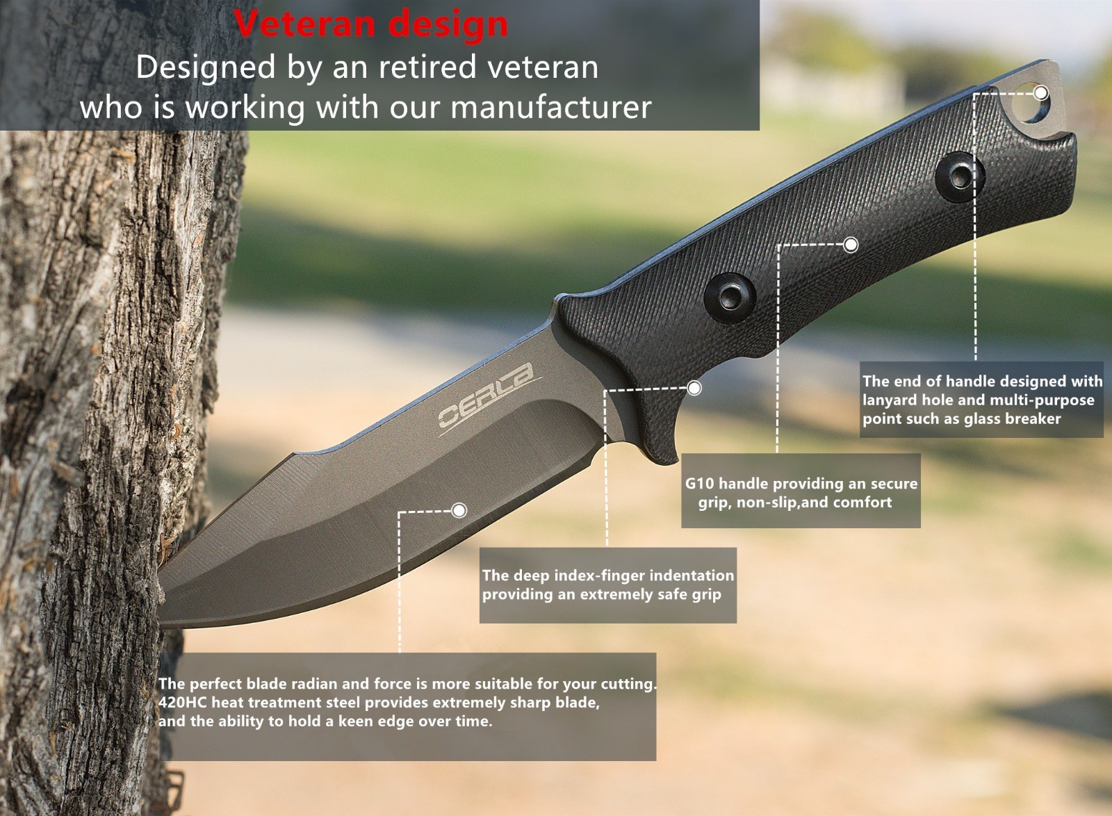 OERLA OLF-1009 Outdoor Duty Fixed Blade Knife with G10 Handle and Kydex Sheath OERLA OLF-1009 Outdoor Duty Fixed Blade Knife with G10 Handle and Kydex Sheath