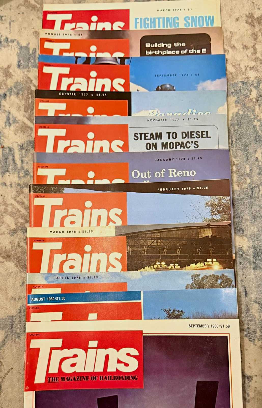VTG TRAINS Magazine Lot OF 11 1976-1980 Railroading VTG TRAINS Magazine Lot OF 11 1976-1980 Railroading